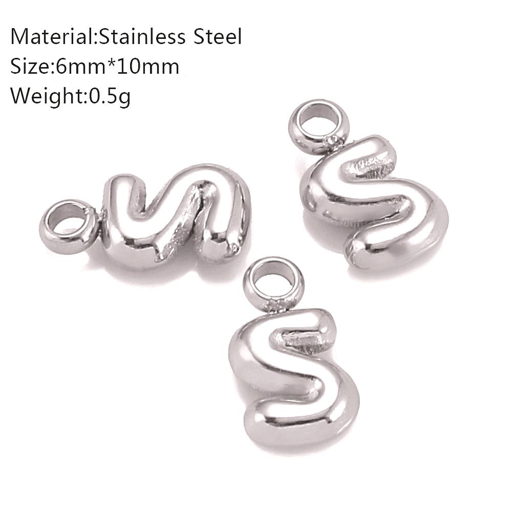 3Pcs Mini Balloon Alphabet Charms Cute Small Initial Bubble English Letter Stainless Steel Pendants DIY Necklace Bracelet Making
