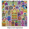 50 Pieces of Retro Colored Church Glass Personalized Creative Baroque Decorative Water Cup Computer Tablet Stickers