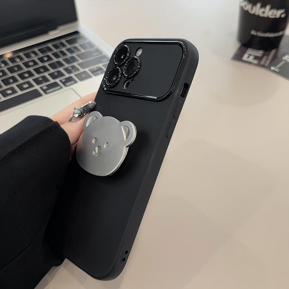 Metal Bear Bracket Suitable for 13ProMax IPhone Case IPhone 15 Cartoon 14 All Inclusive 16 Soft Huawei