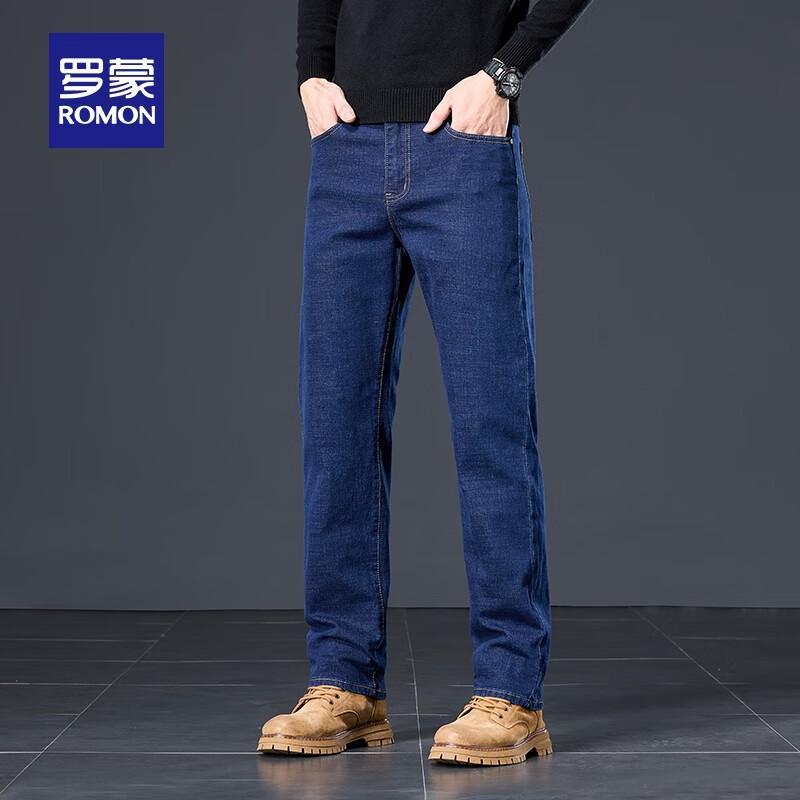 

ROMON Men s Thickened Straight-Leg Stretch Jeans 33