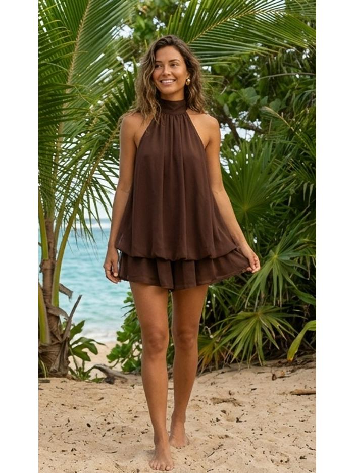 Chiffon Halter Autumn 2025 Sexy Beach Dress for Women