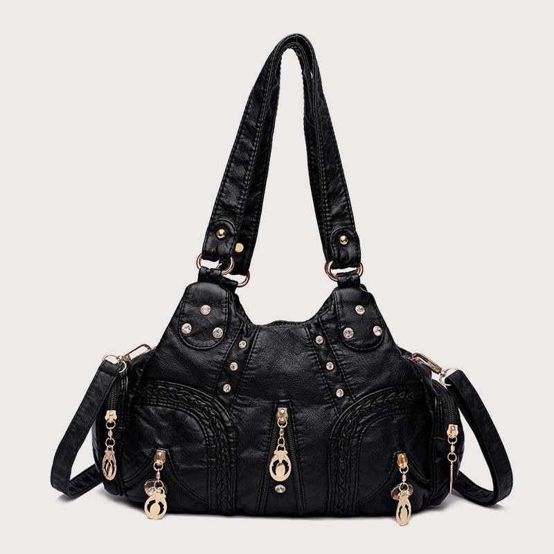 Torebka Vintage Damska Miękka Skóra PU Torba na Ramię Duża Pojemność Marki Torba Crossbody Szycie Kolorów Torby z Uchwytami