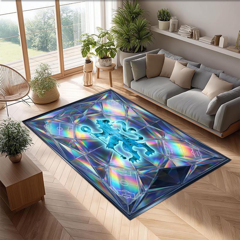 Chelsea FC Printed Flannel Area Rug Non Slip Soft Polyester Floor Carpet Indoor Decor Mat for Bedroom Living Room Sofa Game Room Home Decoration