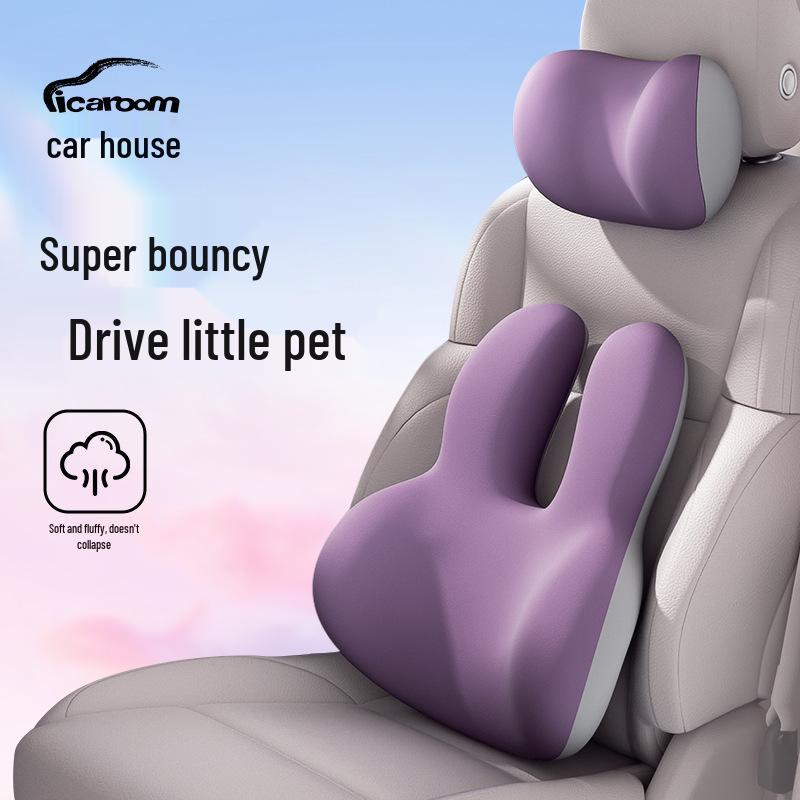 Car Headrest & Lumbar Support Pillow - Cute, Skin-Friendly Memory Foam for Neck & Back Comfort