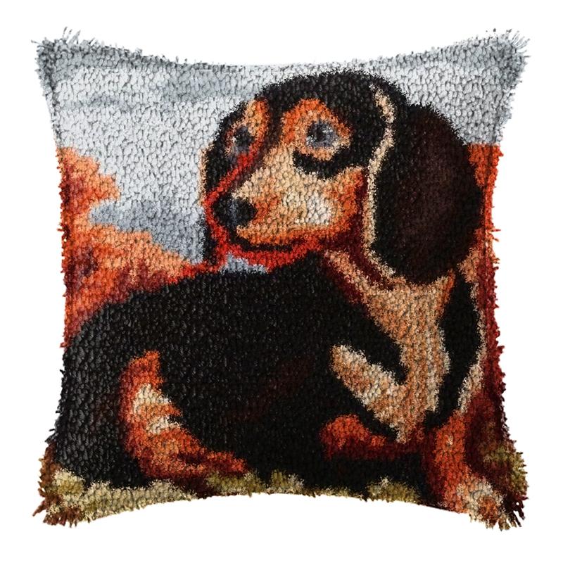 Cute Animals Latch Hook Kit Embroidery Pillow Knotted Stitch Embroidery Kit Hand Hooks Knitted Carpet Latch Hook Rug Kits Decor 