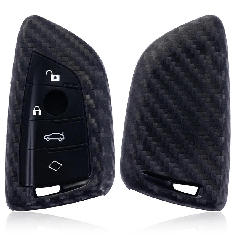 Carbon Fibler Style Silicone Car Key Case For Bmw X1 X3 X4 X5 X6 F15 F16 F48 G30 G38 525 540 740 1 2 5 7 Series Key Protector