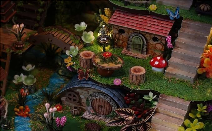 Sofiey Miniature Dollhouse Kit with Manual and Music Box Secret Forest and Animal Figures Included