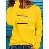 Women's Long Sleeves T-Shirts Casual Loose Black and White Lines Pattern Round Neck Short Sleeved T-Shirt Fall Female Clothing
