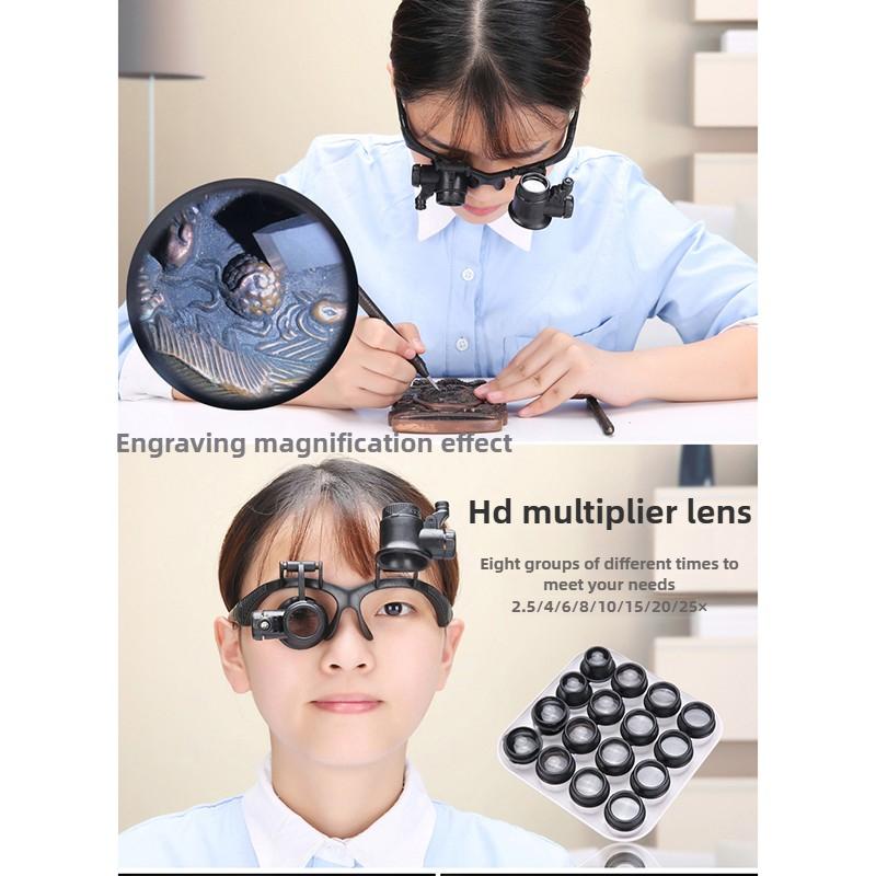 LED Head Magnifier Glasses Professional Magnifying Lens Jewelry Watch Repair High Magnification Magnifier Electronic Repair Tool