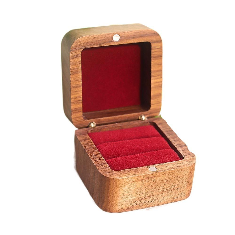 Square Rings Bearer Box 1/2 Slots Jewelry Organizer Simple Rings Display Case  Couple