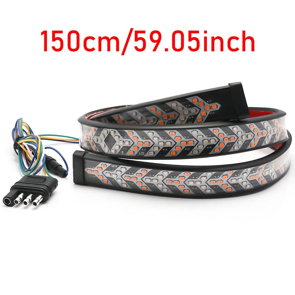 60'' LED Tailgate Light Strip 12V Flexible Red Brake Amber Yellow Sequential Turn Signal Light for Pickup Trucks Trailers RV Van