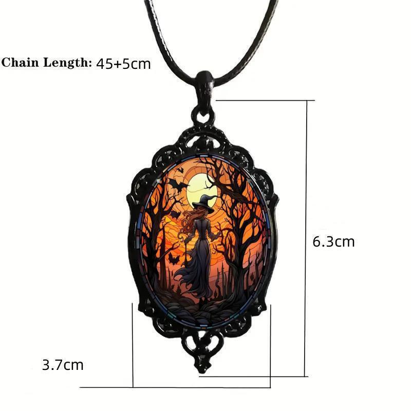 Pendant Retro Gothic Crow Cross Witch Halloween Ornament Necklace