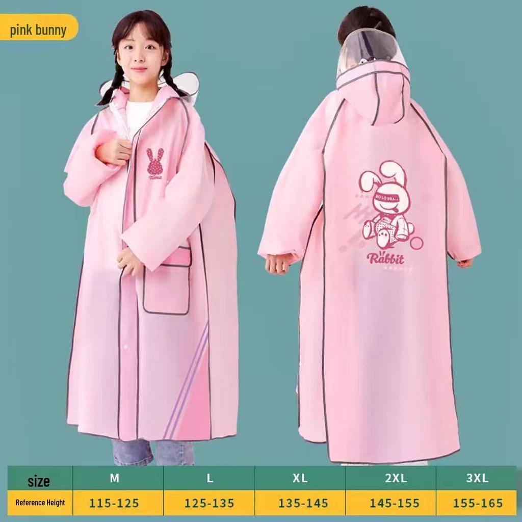 Children's Cartoon Raincoat with Backpack Slot - Large, Full-Body for Primary Students