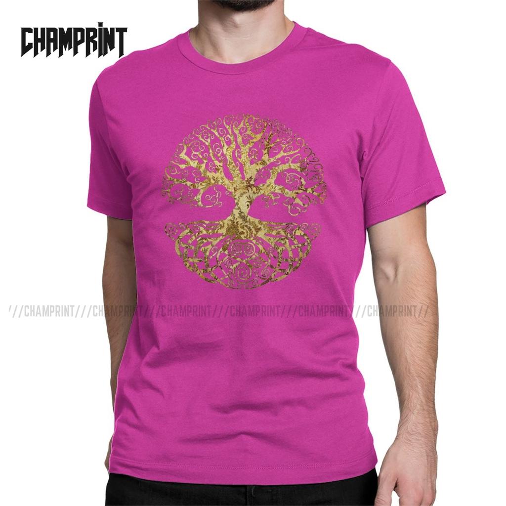 Tree Of Life T-Shirt for Men Forest Nature Budda Symbol Novelty Pure Cotton Tees Round Neck Short Sleeve T Shirts Birthday Gift