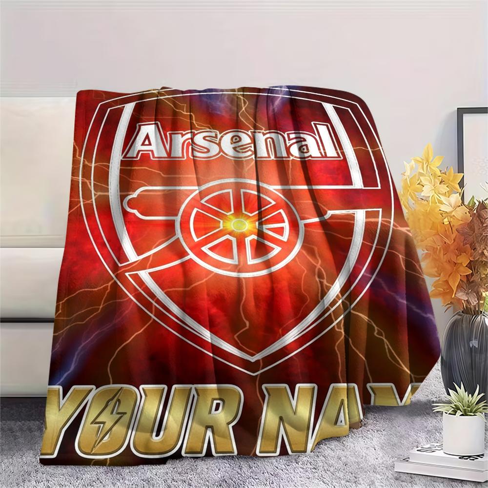 1PC Custom Name Arsenal Patterned Flannel Blanket Suitable For All Seasons for Home Decor Warmth and Comfort Gifts Holiday Present