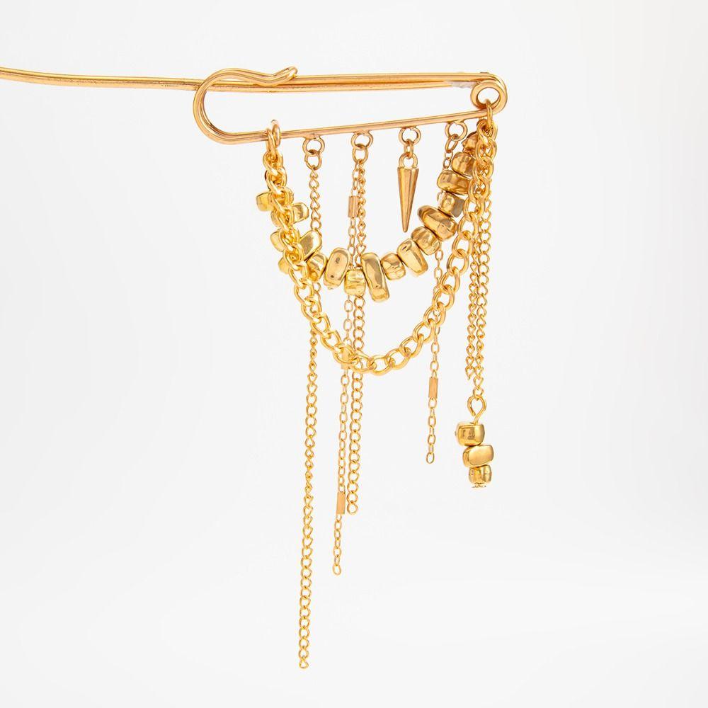 Irregular Chain Tassel Brooch Handmade Tassel Pendant Brooch Pants Chain Pin  Clothing Accessories