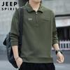 JEEP SPIRIT Men's Autumn/Winter Loose Fit Half-Zip Polo Sweatshirt