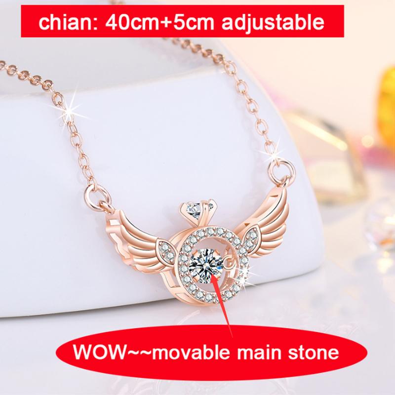 1 PC Design Angel Wings Necklace with Crystals Sweet Jewelry Gift for Women Girls Girlfriend
