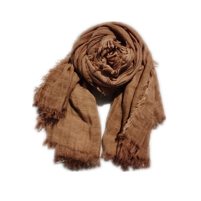 Wool scarf women's autumn and winter three-layer weaving thickened zen retro shawl men's scarf