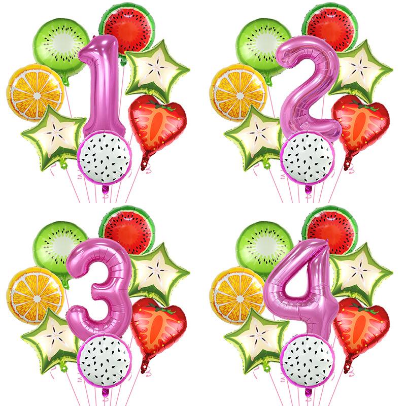 Fruit Aluminum Film Balloon Set Summer Cool Pool Party Decoration Children'S First Year Scene Arrangement Photo