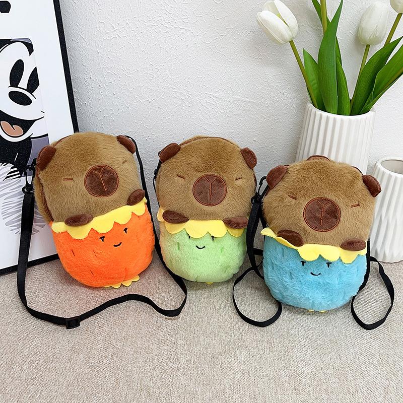 

Plush Capybara Doll Backpack Student Single Shoulder Crossbody Bag Female Student Casual Crossbody Cartoon Bag Gift оранжевый
