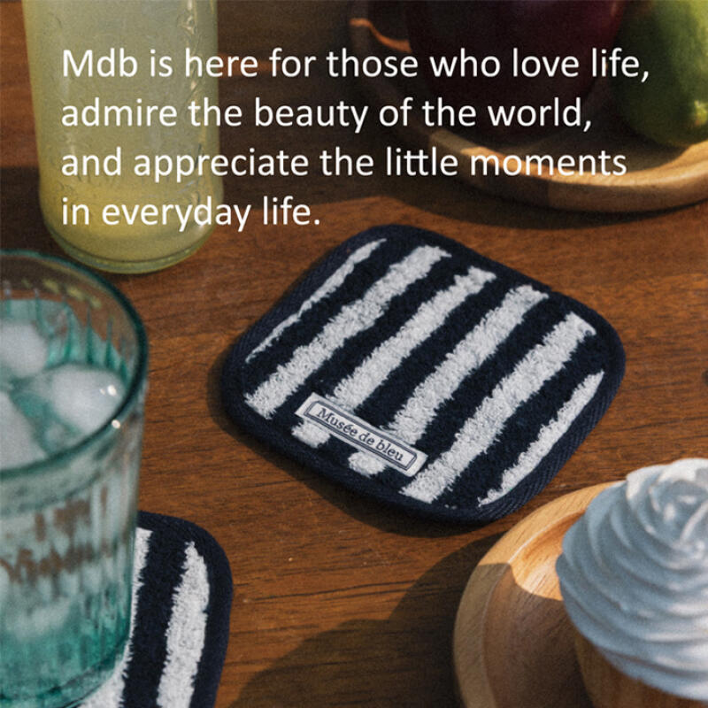 Terry Coaster Collection A set (2p) GREEN CHECKER + NAVY STRIPE