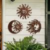 Wrought Iron Sun Wall Art 3 Pieces, Silhouette Sunburst Sculpture, Metal Hanging Decor for Living Room Bedroom