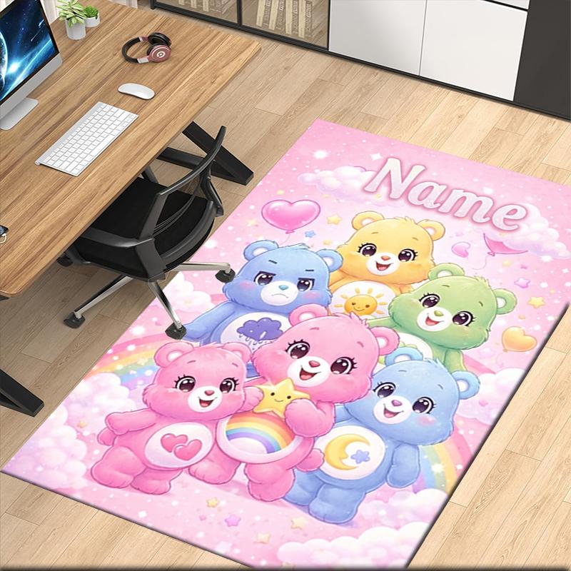 Custom Name Bear Printed Carpet Rug For Office Chair Living Room Bedroom Kitchen Room Decor Gifts