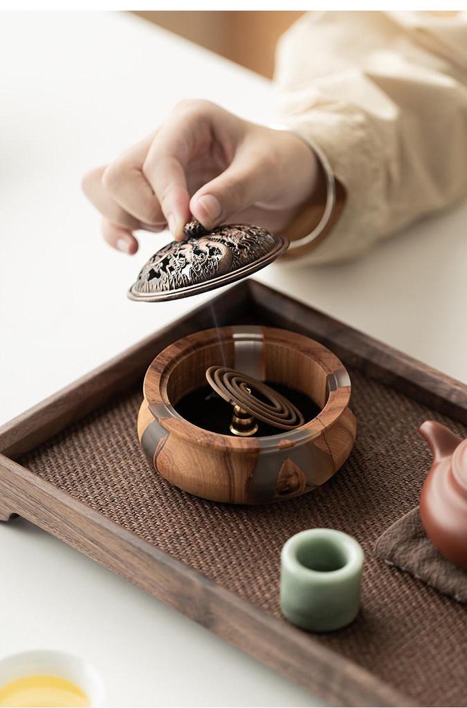 Solid Wood Zen Incense Burner Base for Tea Ceremony - Creative Chinese Agarwood & Sandalwood Accessories