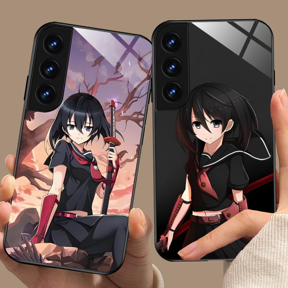 Akame Kurome Glass Mobile Phone Case for Samsung Galaxy S26 S25 S24 S23 S22 S21 S20 Note20 Plus FE Ultra Colorful Cover
