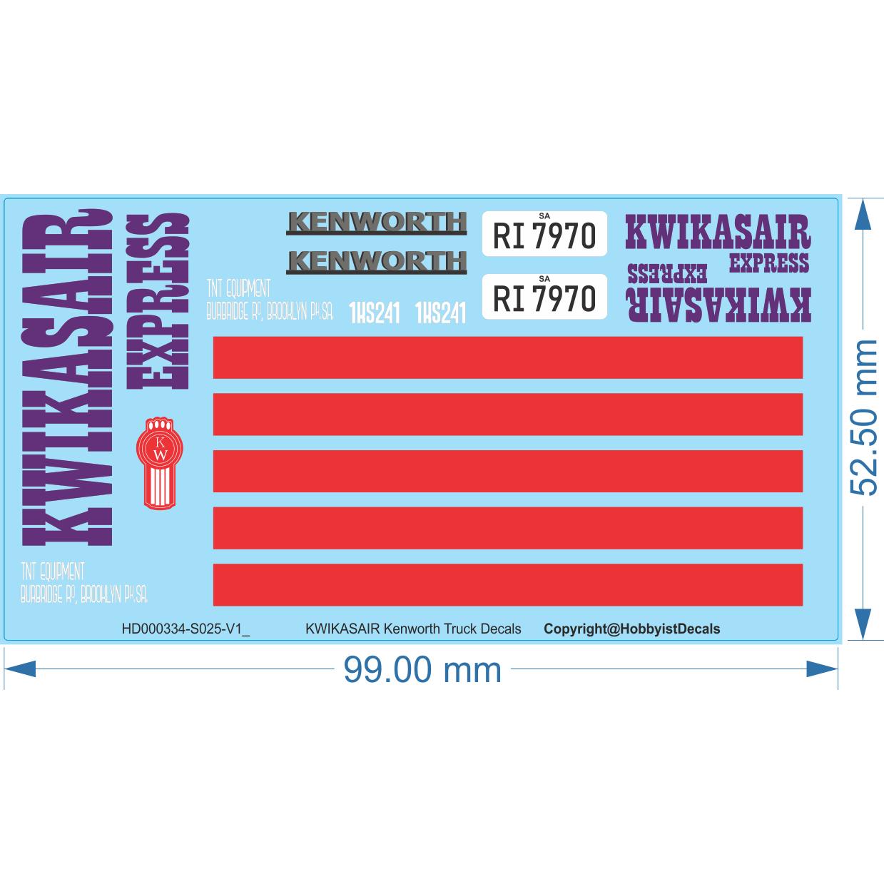 KWIKASAIR Truck & Trailer Decals - 1/25 1/50 - Water Decal