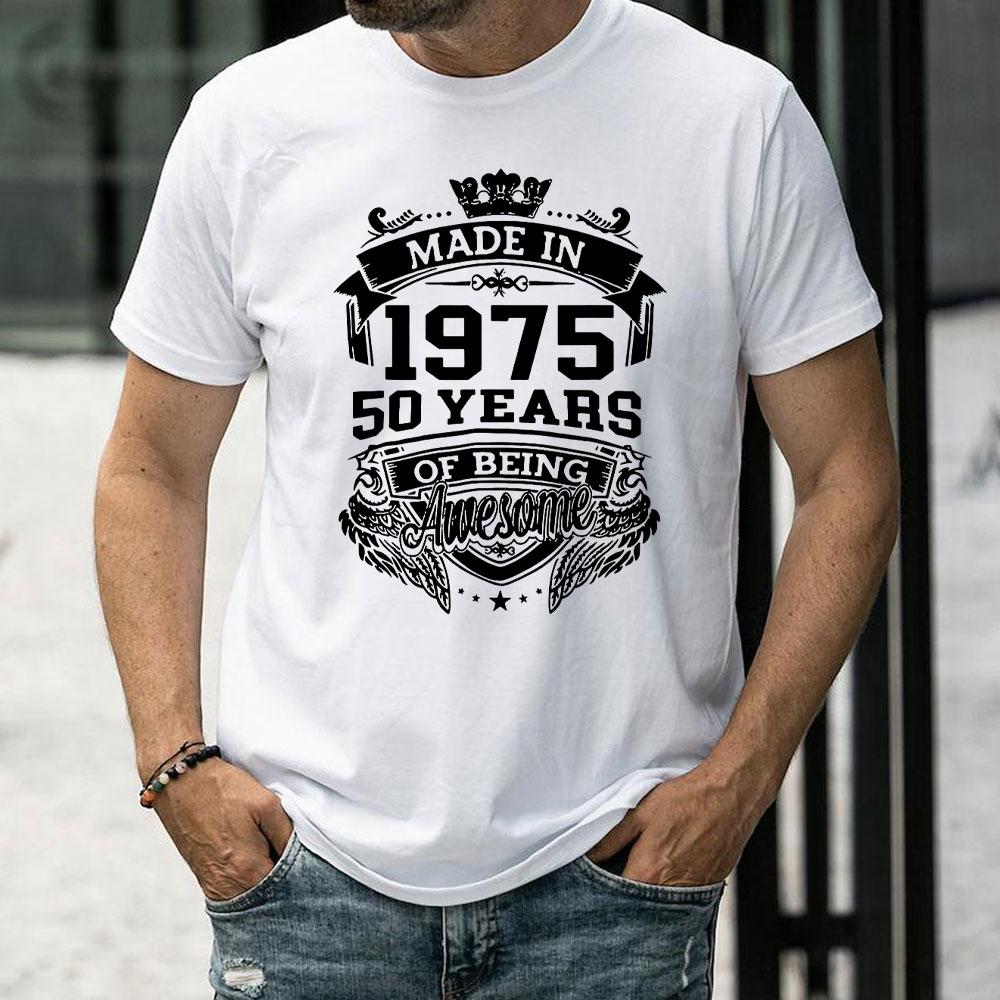 

Смешные Сделано в 1975 50 лет крутости Винтажные футболки на 50-летие Мужские Повседневные Футболки Свободные Уличная одежда Футболка Топ Одежда XL