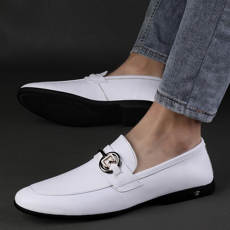 Fashion Genuine Leather Men Shoes Casual Brand Formal Mens Loafers Moccasins Italian Breathable Slip On Male Boat Shoes New Men Flats