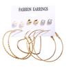 IF ME Korean Geometric Tassel Earring Set Simple Retro Leaf Heart Gold Earrings Jewelry Accessories
