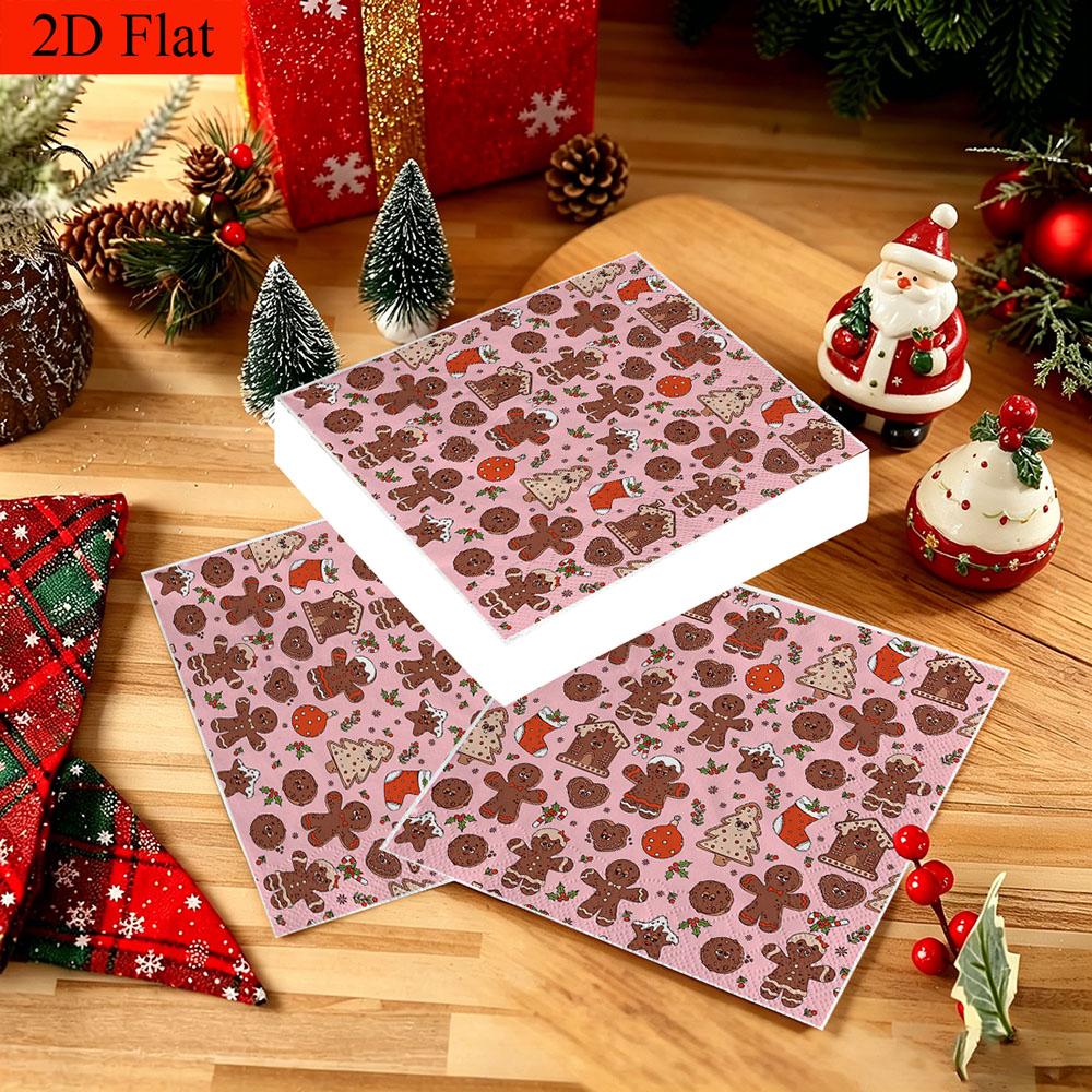 20pcs Disposable Napkins Withgingerbread Man Pattern Print for Wedding,Parties,and Daily Use for Thanksgiving Fall Christmas Table Decoration