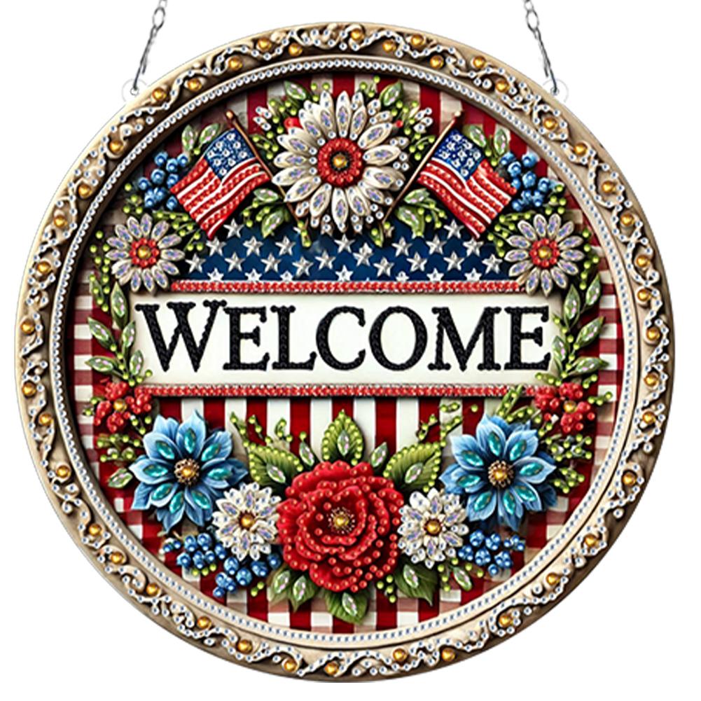 Spring Garden 5D DIY Diamond Painting Dots Pendant Diamond Painting Ornaments Diamond Painting Hanging Pendant for Wall Window