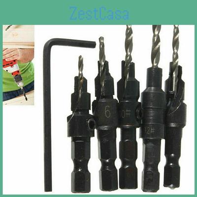 Hochleistungsfähiges 5x Verstellbares Holzbearbeitungs-Senkbohrer-Set für mehrere Schraubengrößen