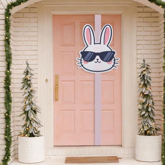 Osterhase Türrahmen Dekoration Cartoon Hase & Schleifen für Küchenschränke Schrank & Wandbehang Niedliches Feiertagsheim