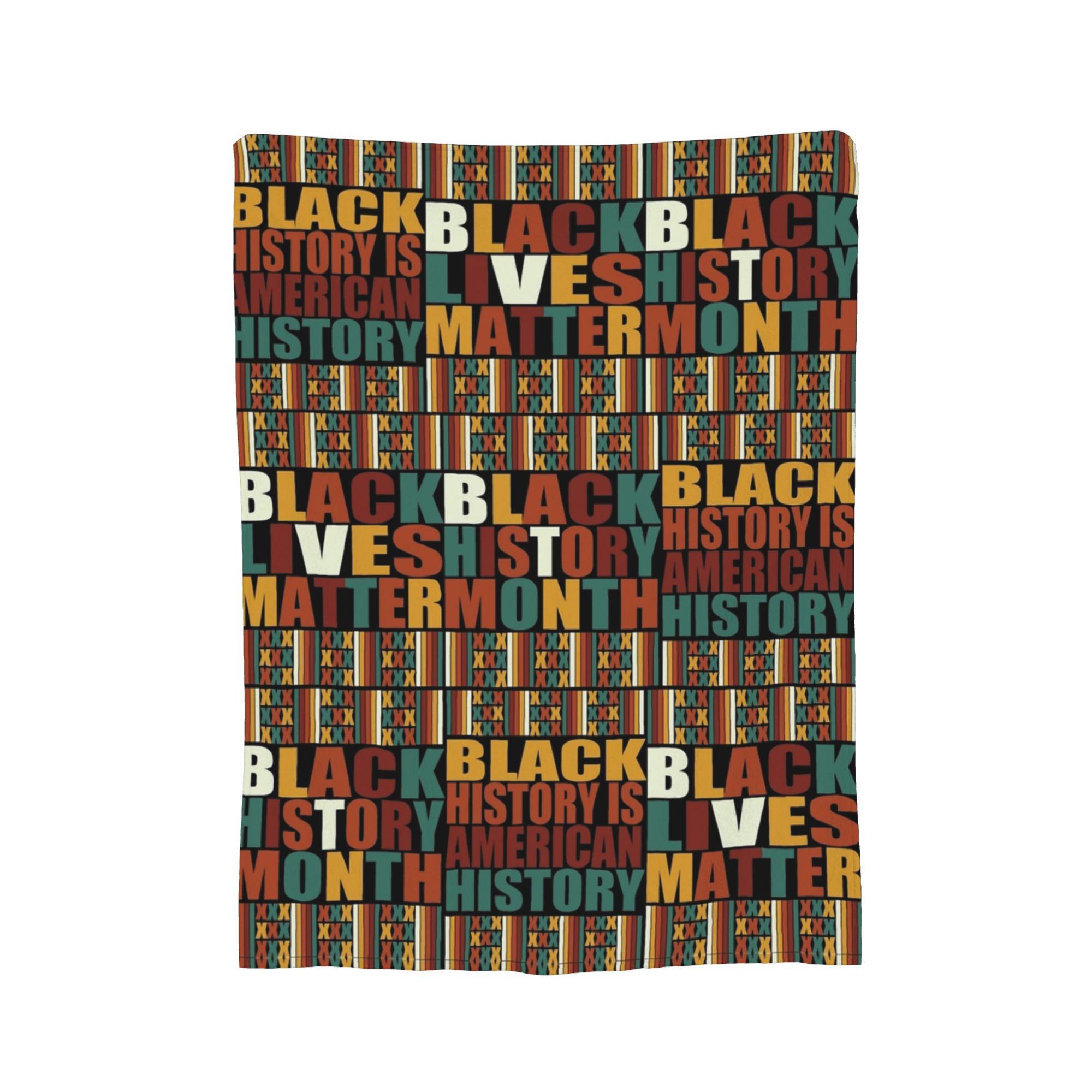 

Black History - Black And White Typographic Blanket Wool Funny Warm Throw Blankets for Bedding Lounge Spring/Autumn 75x90cm