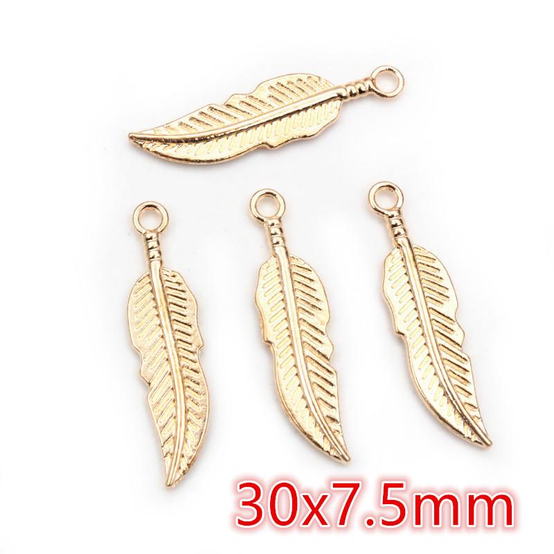 30pcs 28x8mm Feather Charms Pendant Bronze Antique Silver Plated DIY Jewelry Making Accessories Findings for Necklace Bracelet