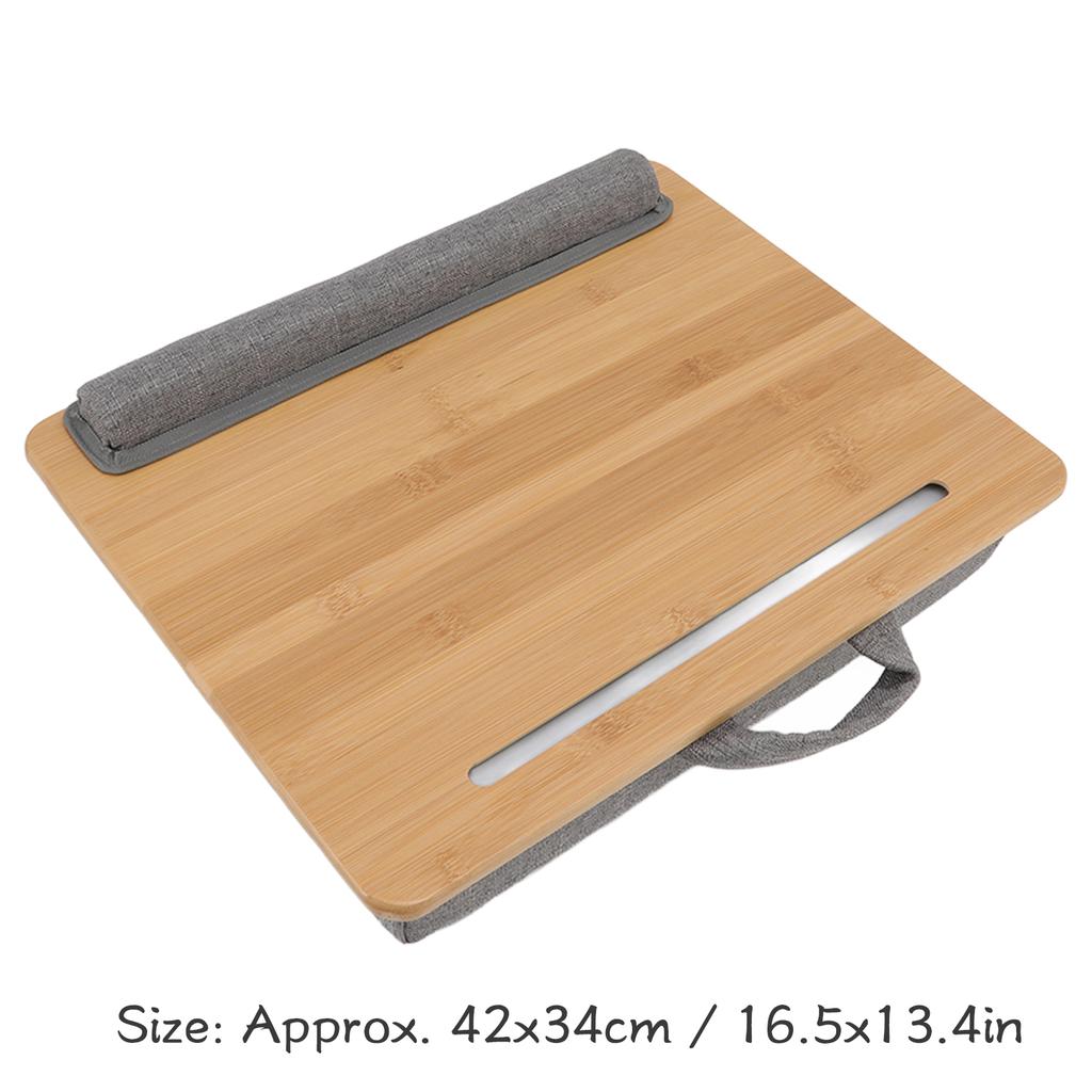 Laptop Table Multifunction Bamboo Lap Desk Bed Tray with Cushion for Rding Writing Playing