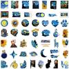 50Pcs/Set The Starry Night . Van Gogh Art Gallery PET Clear Stickers Waterproof DIY Fashion Decals Journal Stickers (2 Styles)