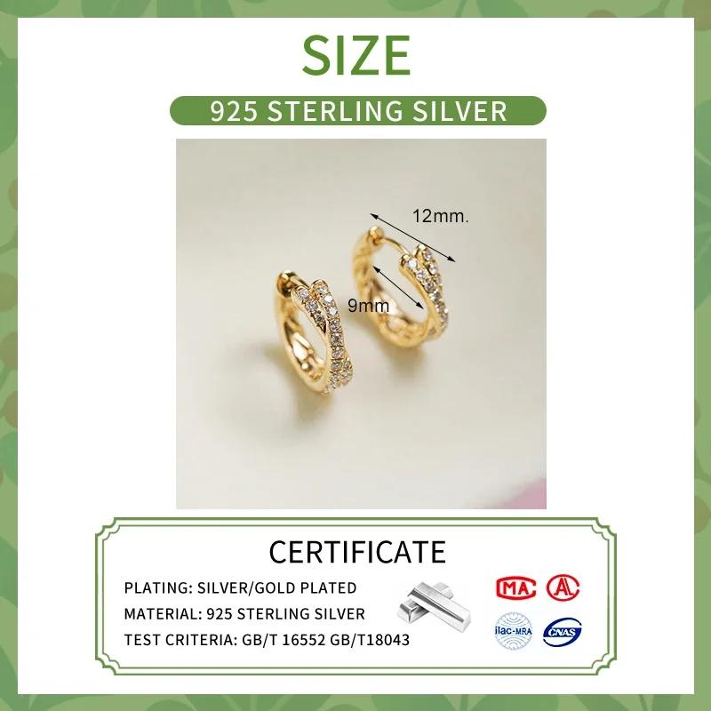 925 Sterling Silver Zircon Cross 18K Gold Hoop Earrings for Women OL Geometric Fine Jewelry Minimalist Accessories