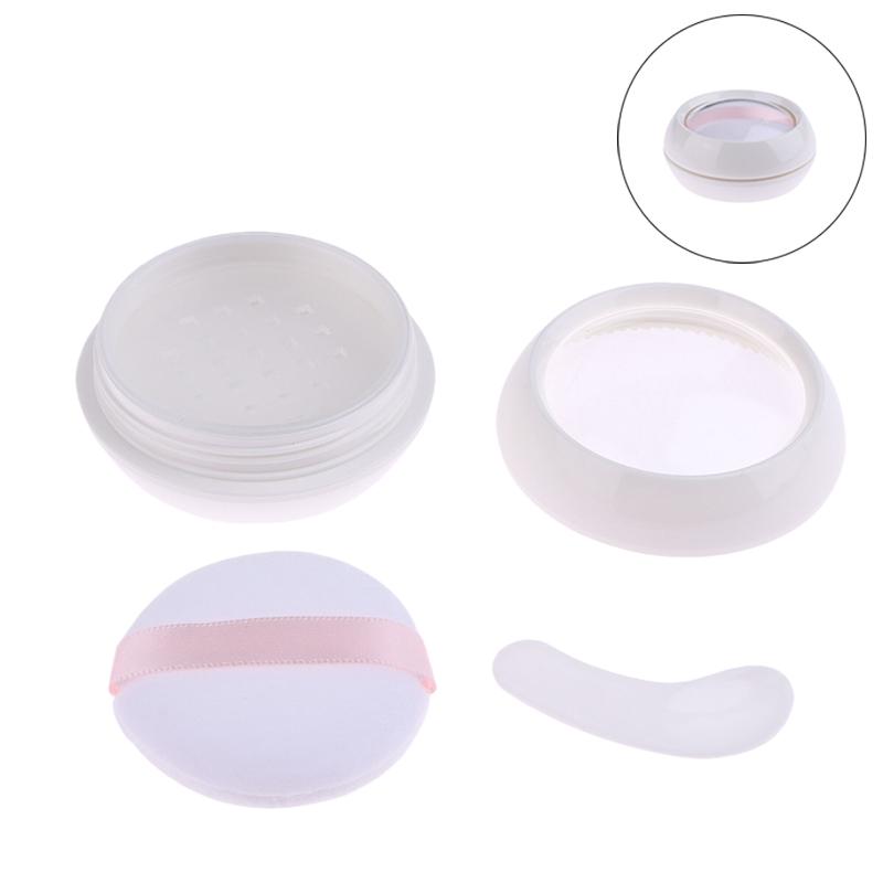 

Loose Powder Box Containers Compact Empty Case White Portable Travel Storage Box With Sieve Powder Puff For Diy Makeup Powder