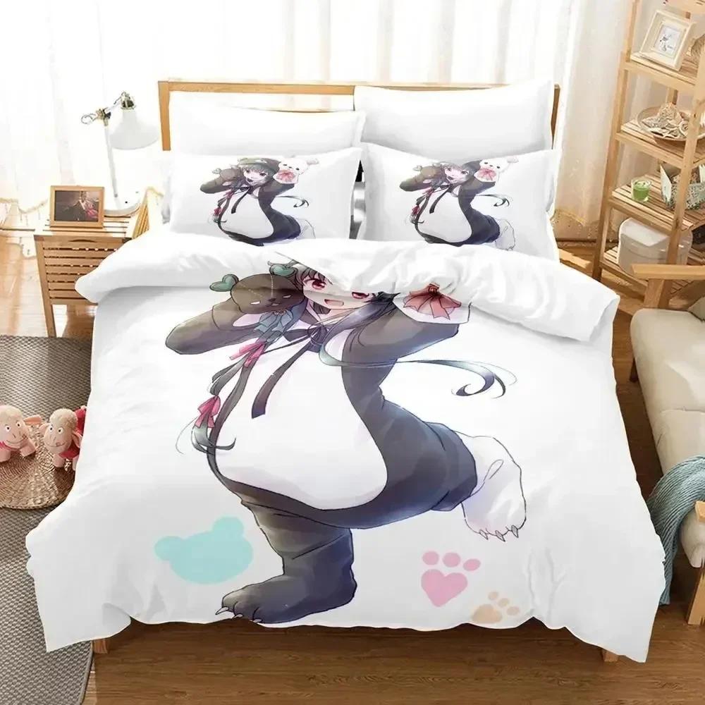 3D Anime Kuma Kuma Kuma Bear Printed Bed Set Duvet Cover Pillowcase Bedding Set Bed Linen Sheet Quilt Cover Full Queen King Size