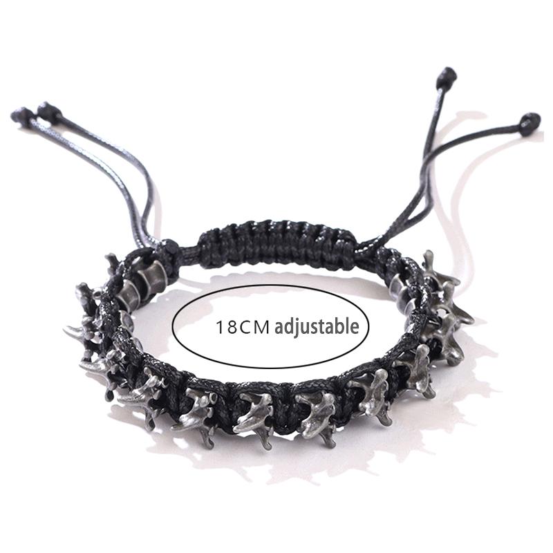 Punk Hip Hop Style Men'S Handmade Woven Alloy Keel Bracelet Adjustable Size Hand Accessory