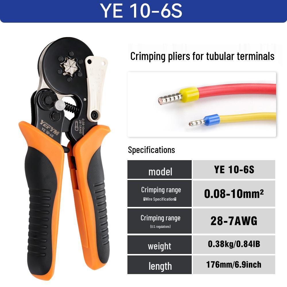 Tubular Insulated Needle Crimping Pliers 4/6-Sided Electrician's Terminal Crimpers