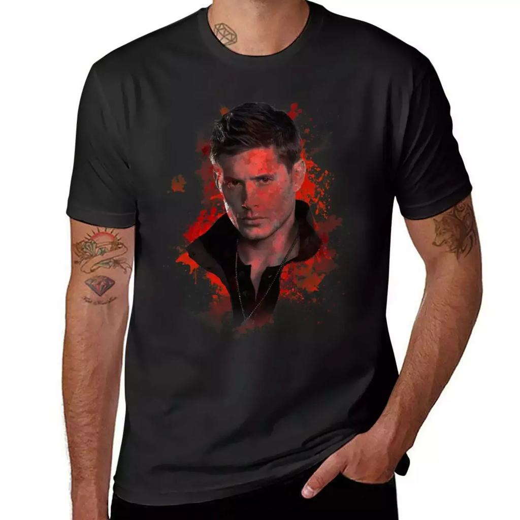 Splatter Dean Winchester T-Shirt oversizeds kawaii clothes plain black t shirts men
