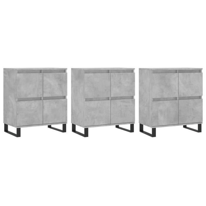 VidaXL Buffets 3 Pcs Concrete Grey Engineered Wood 3190209