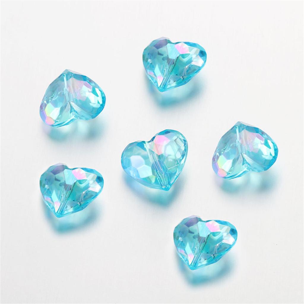 TX27 20pes Aerylic Heart Beads Tranaparent Loose Spacer Beads DIY JewelryMaking Pendants Neaklace Bracclet Needlework Material